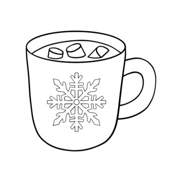 black and white hot chocolate with snowflake clip art preview