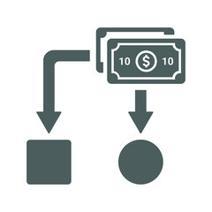 Cash flow, flowchart icon. Gray vector graphics.