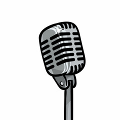 Retro microphone on white background. Design element for poster, emblem, badge.