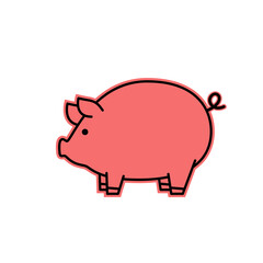 Pig doodle logo design. Pig vector. Pig symbol.