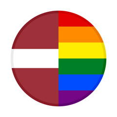  round icon with latvia and rainbow flags. vector illustration isolated on white background