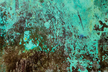 copper plate covered with a blue patina