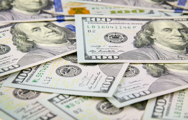 One hundred US dollar bill background