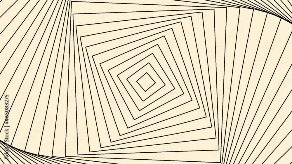 Poster Abstract hypnotic optical illusion of rotating squares, seamless loop. Motion. Spinning rhombuses creating effect of a colorful vortex.