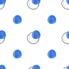 Abstract drawing of watercolor pattern blue stain on white background. Watercolor texture. Background