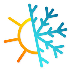 Air conditioning symbol. Snowflake cooling and sun heating sign for business
