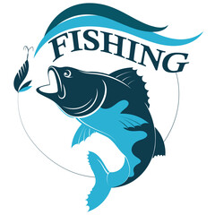 The fish jumps for bait. Sport fishing symbol