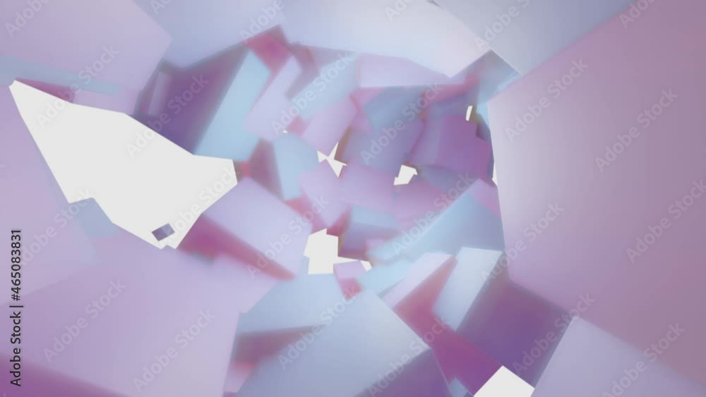 Aufkleber flying the camera through many different cubes of delicate color. 3d render. looped animated backgro