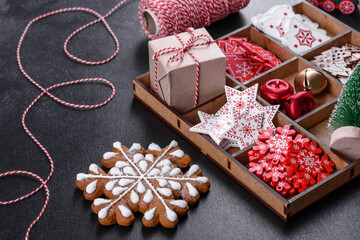 Christmas decorations for Christmas trees and gingerbread
