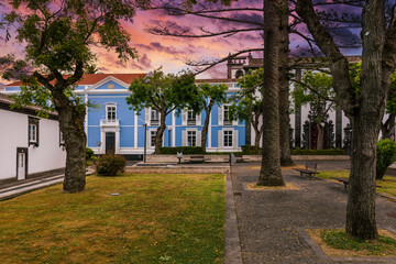 Beautiful Jardim Sena Freita, located in the historic center of Ponta Delgada city on Sao Miguel island. Azores, Sao Miguel, Portugal.