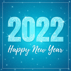 Shiny snowy blue new year 2022 banner