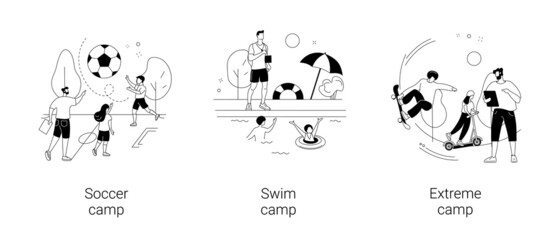 Youth sport program abstract concept vector illustrations.