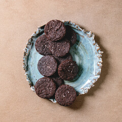 Homemade dark chocolate salted brownies cookies with salt - 465086078