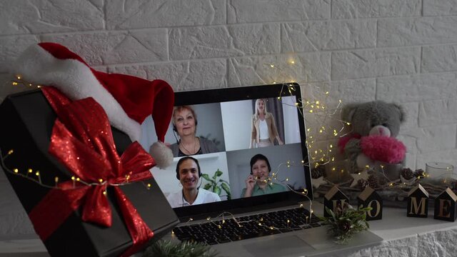 Christmas online holiday remote celebration X mas new year in lockdown coronavirus quarantine covid 19 new, social distance, remote communication, stay home vocation, Christmas party online