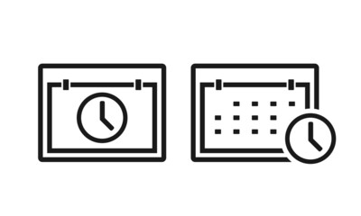 Calendar with clock icon. Schedule symbol. Illustration vector.