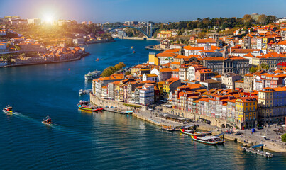 Fototapeta na wymiar Porto, Portugal old town on the Douro River. Oporto panorama.