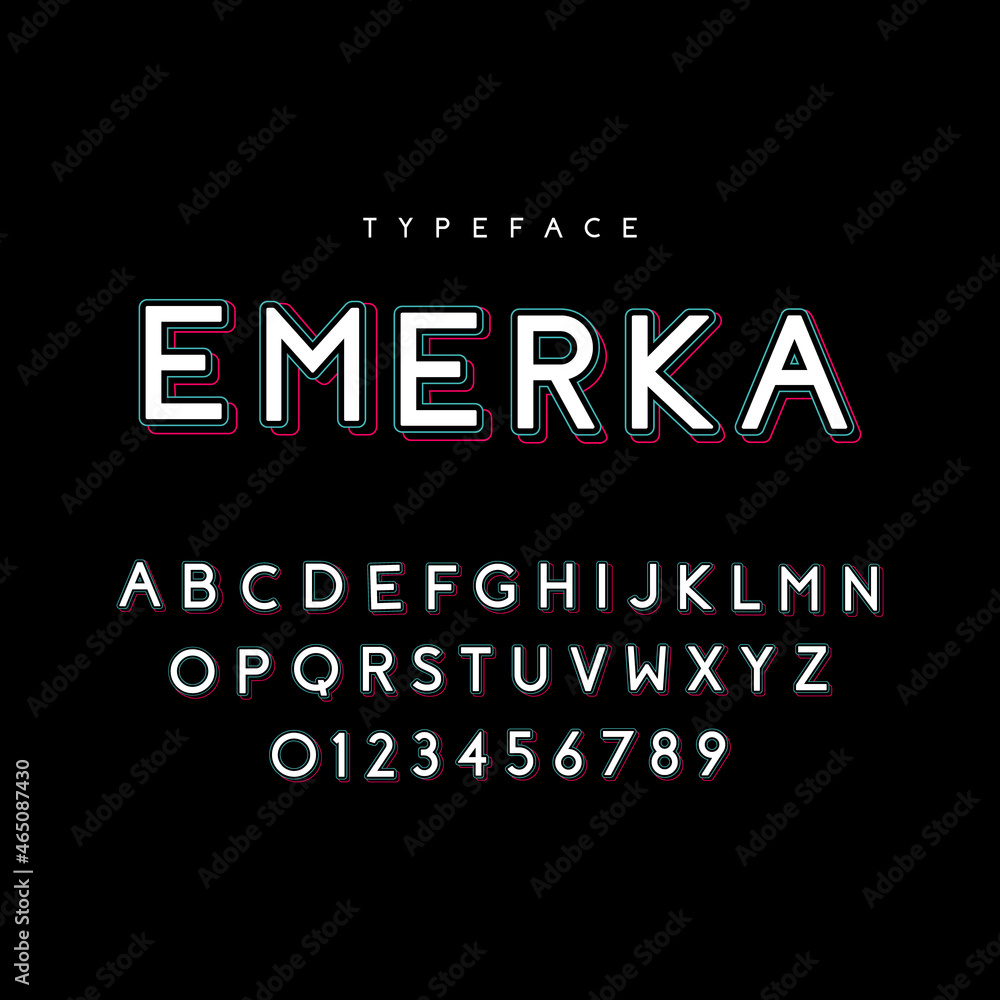Poster Glitch typeface font design vector