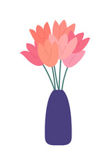 Tulips in a vase. Vector illustration for greeting cards, invitations.