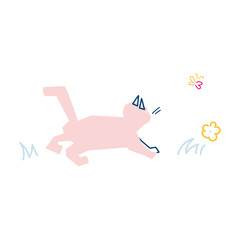 kitten jumping,  flat isolation  vector illustration 