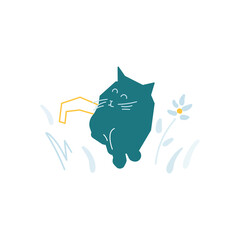 cat sitting, flat isolation  vector illustration 