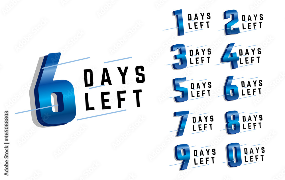 Poster Set of number day left design vector