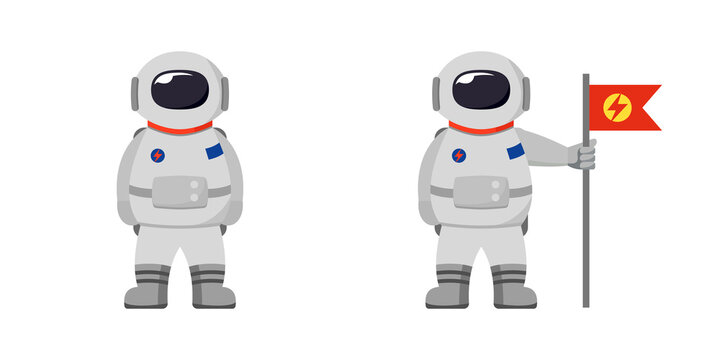 Conjunto de astronauta, dibujo animado. Cosmonauta. Traje espacial de astronauta. Ilustración vectorial