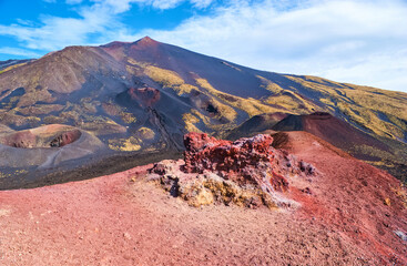 Craters on the slope of Etna volcano, Sicily, Italy