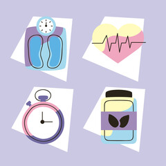 four healthy lifestyle icons