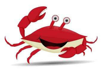cartoon red crab smilling happy dancing