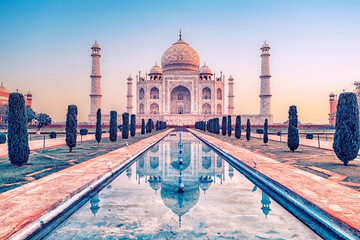Obraz premium Taj Mahal mausoleum in Agra, Uttar Pradesh, India