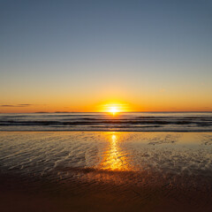 Sunrise on the Atlantic Ocean at Old Orchard Beach in Maine.