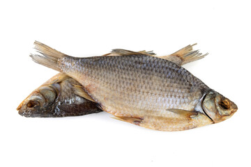 dry dried fish isolated on a white background