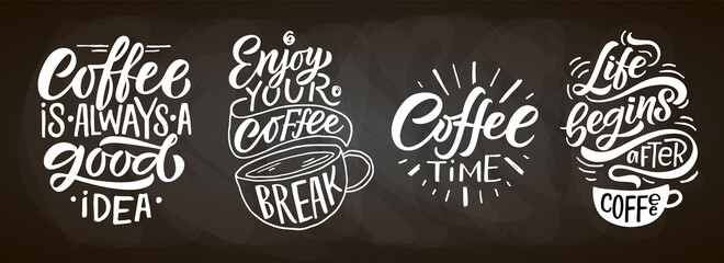 Coffee time. Lettering, coffee to go cup. Modern calligraphy coffee quote. Hand sketched inspirational quote. Poster, banner, postcard, card lettering typography template for restaurant, coffee shop