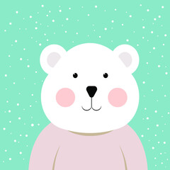 polar bear with blue scarf cute polar bear illustration vector
