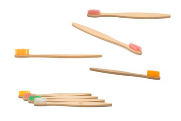 Bamboo toothbrush isolated on a white background.
