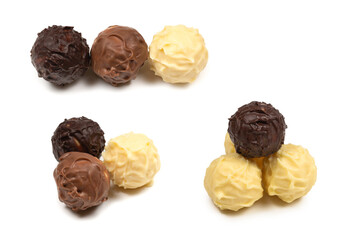 Chocolate truffle isolated on white background.