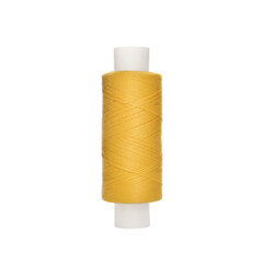 Spool of yellow sewing thread isolated on white