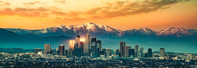 Los Angeles Skyline California sunset