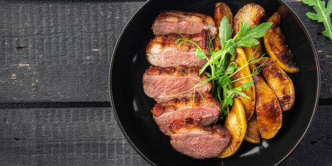 duck breast second course fresh ready to eat meal snack on the table copy space food background rustic