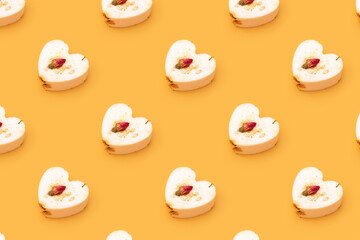 Pattern of colorful natural handmade soap on a beige background
