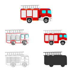 5 different images of a fire engine