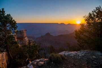 Sunrise at South Rim Grand Canyon National Park Mather Point