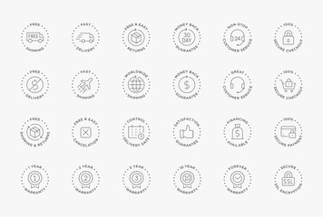 E-commerce, online shopping line icons set. Modern graphic design concepts, simple outline elements collection.