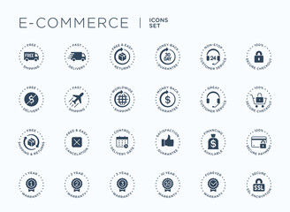 E-commerce, online shopping line icons set. Modern graphic design concepts, simple outline elements collection.