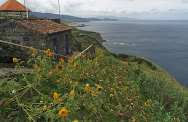 small shelter at the ocean
