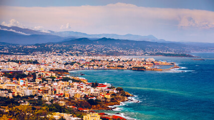 Fototapeta premium Old Venetian Harbour of Chania with fisihing Boats and Yachts in Crete, Greece. Chania, Crete, Greece. Chania is the second largest city of Crete and the capital of the Chania regional unit.