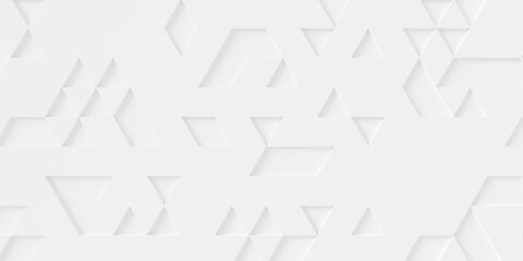 Random offset white triangle geometry background wallpaper banner template with copy space
