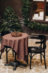 Cafe with Christmas decoration