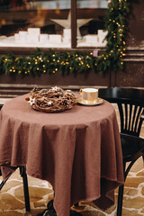 Cafe with Christmas decoration