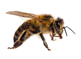 bee or honeybee Apis Mellifera isolated on white